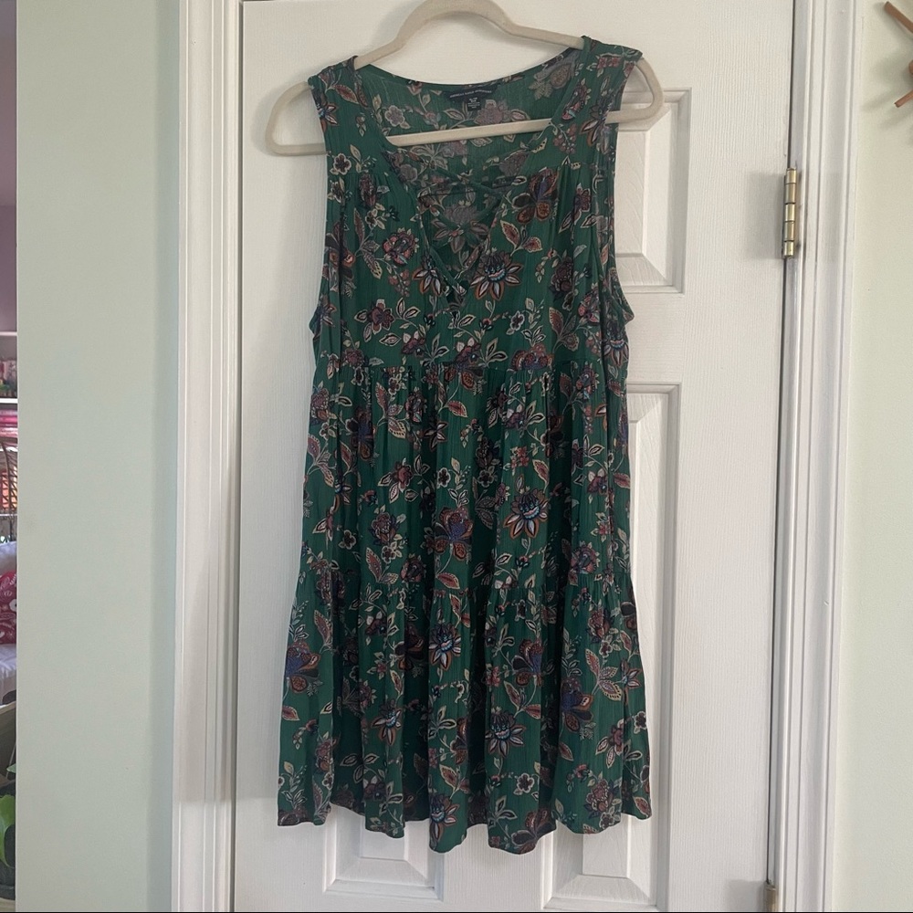 American Eagle Boho paisley green dress